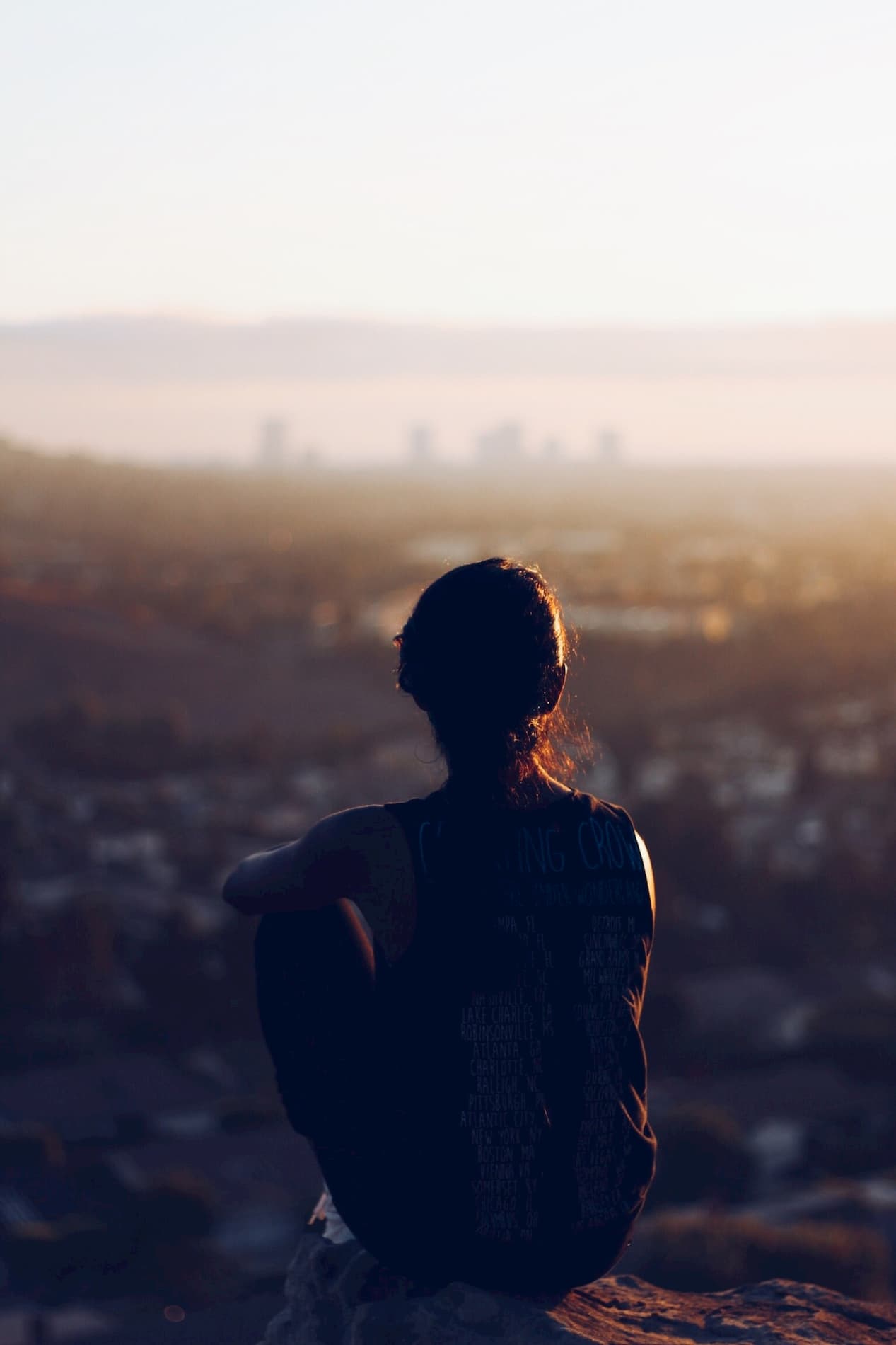 Image of the back of a woman as she looks out on a city skyline. You can develop coping strategies for burnout and overwhelm in individual therapy in Los Angeles, CA. A skilled individual therapist in Los Angeles, CA can support you while learning about yourself. | 91006 | 90071