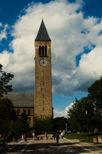 A photo of Cornell University's clock tower